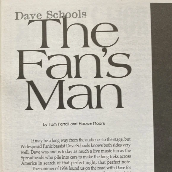 Widespread Panic David Schools Feature Honest Tune Magazine Volume 1 No 4 1997 - Picture 5 of 9